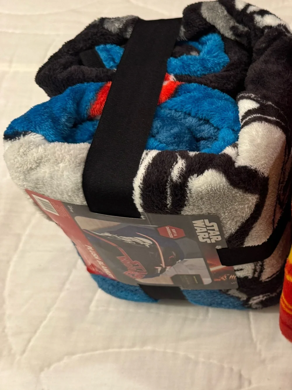 Star Wars Bold Logo Plush Blanket in Blue, Black & Red